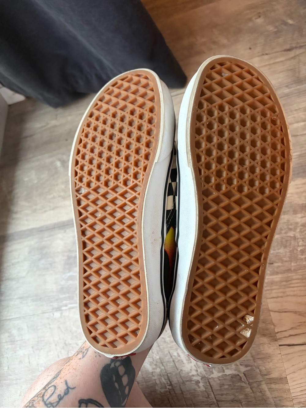 Vans women’s Disney Mickey & Minnie Checkerboard Slip-On Shoes - Black/Yellow - Picture 4 of 5
